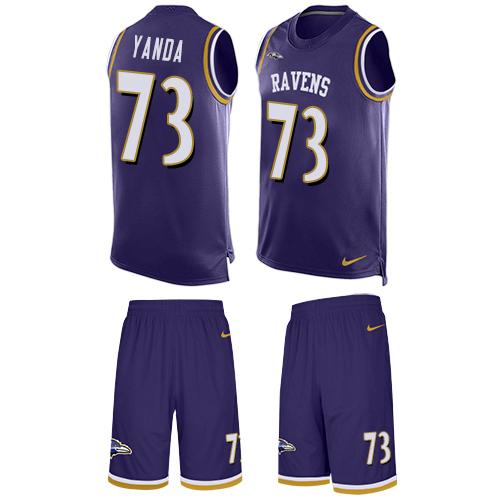 Nike Ravens #73 Marshal Yanda Purple Team Color Men's Stitched NFL Limited Tank Top Suit Jersey - Click Image to Close